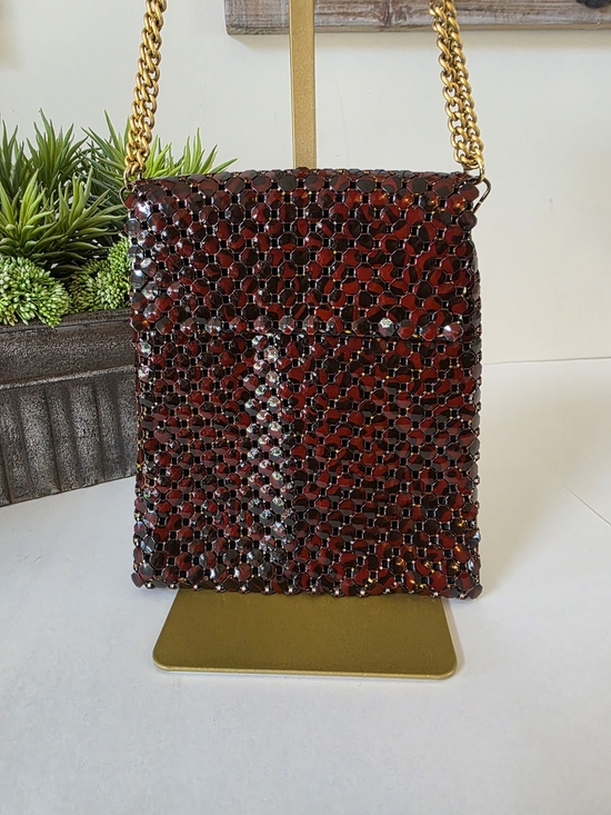 Whiting & Davis Handbags - Vintage Whiting & Davis Red Brown Tortoise Enameled Metal Mesh Shoulder Bag